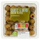 Sainsbury's Garlic & Herb Green Olives 300g