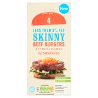 Sainsbury's Less Than 3% Fat Skinny Beef Burgers with Onion & Seasoning x4 454g