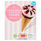 Sainsbury's Strawberry & Vanilla Cones  4x110ml