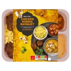 Sainsbury's Indian Chicken Korma Banquet Meal with Rice, Bhajias & Bombay Potato Ready Meal for 1 500g