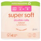 Sainsbury's Super Soft Natural Toilet Tissue Double Rolls 4 equals 8 Rolls