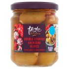 Sainsbury's Double Stuffed Halkidiki Olives with Garlic & Red Pepper, Taste the Difference 190g (110g*)