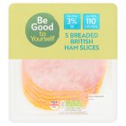 Sainsbury's British Cooked Breaded Ham Slices, Be Good To Yourself x5 100g