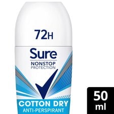 Sure 72h Cotton Dry Roll-On Antiperspirant Deodorant 50ml