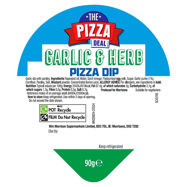 Morrisons The Big Pizza Deal Garlic & Herb Pizza Dip  90g