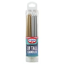 Dr. Oetker Tall Metallic Candles 18 Pack