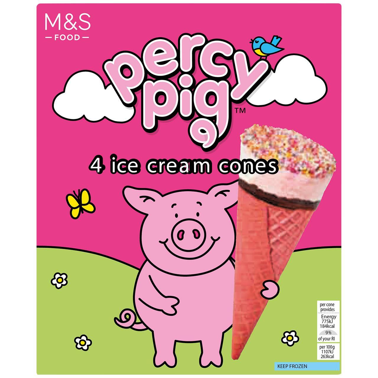 M&S 4 Percy Pig Ice Cream Cones