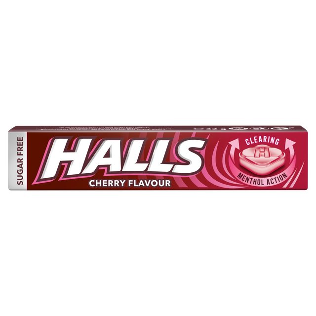 Halls Cherry Flavour Menthol Action Sugar Free Throat Sweet 32g