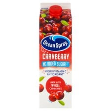 Ocean Spray No Added Sugar Cranberry Juice 1L