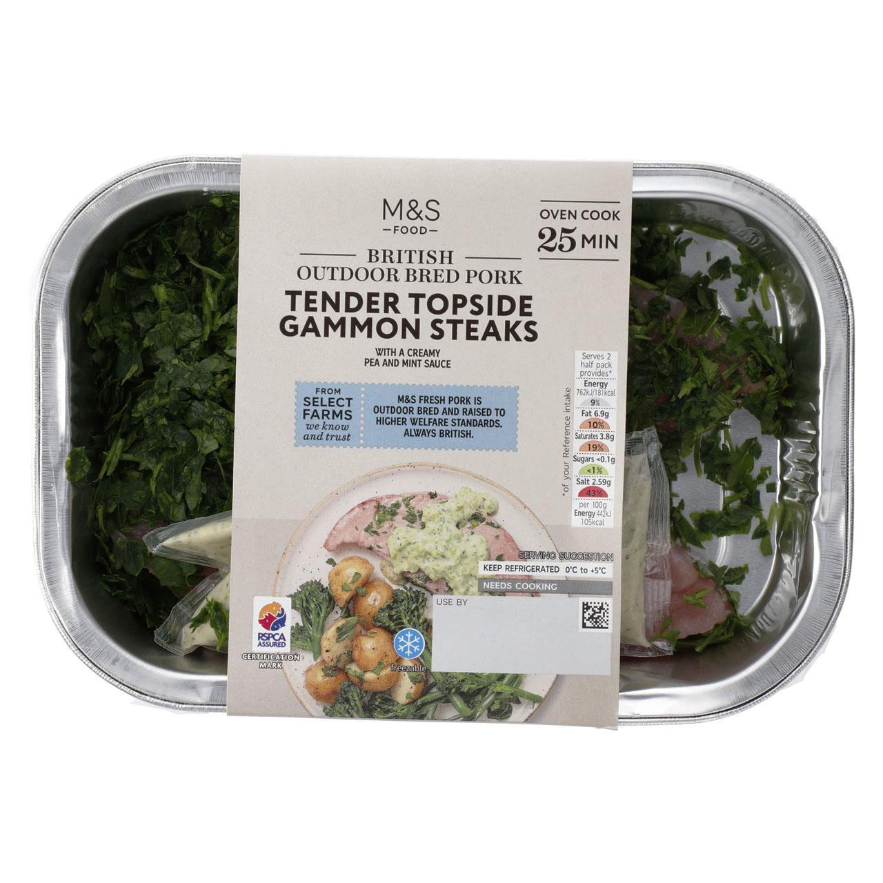 M&S Topside Gammon Steaks with Pea & Mint Crush