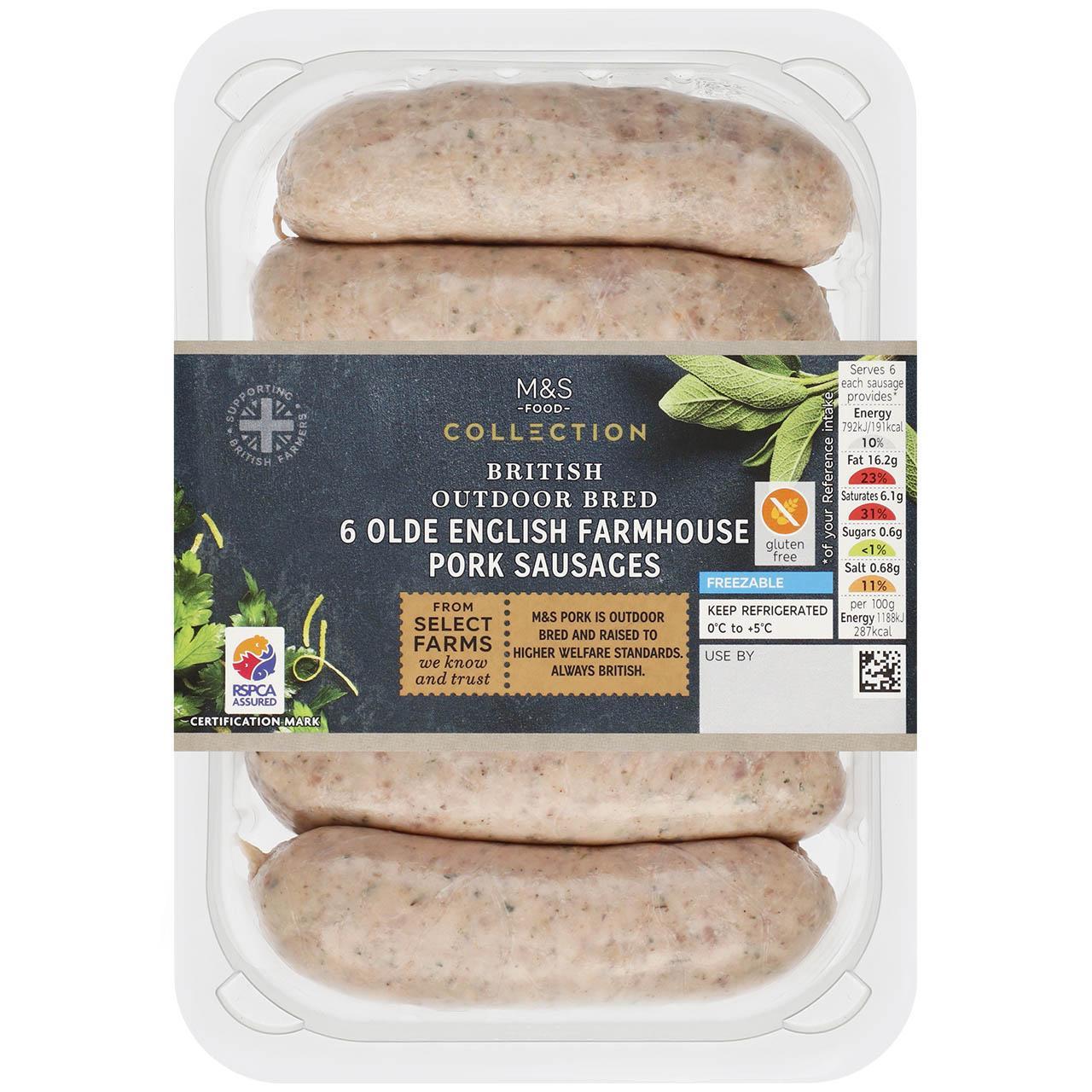 M&S Select Farms British 6 Farmhouse Pork Sausages