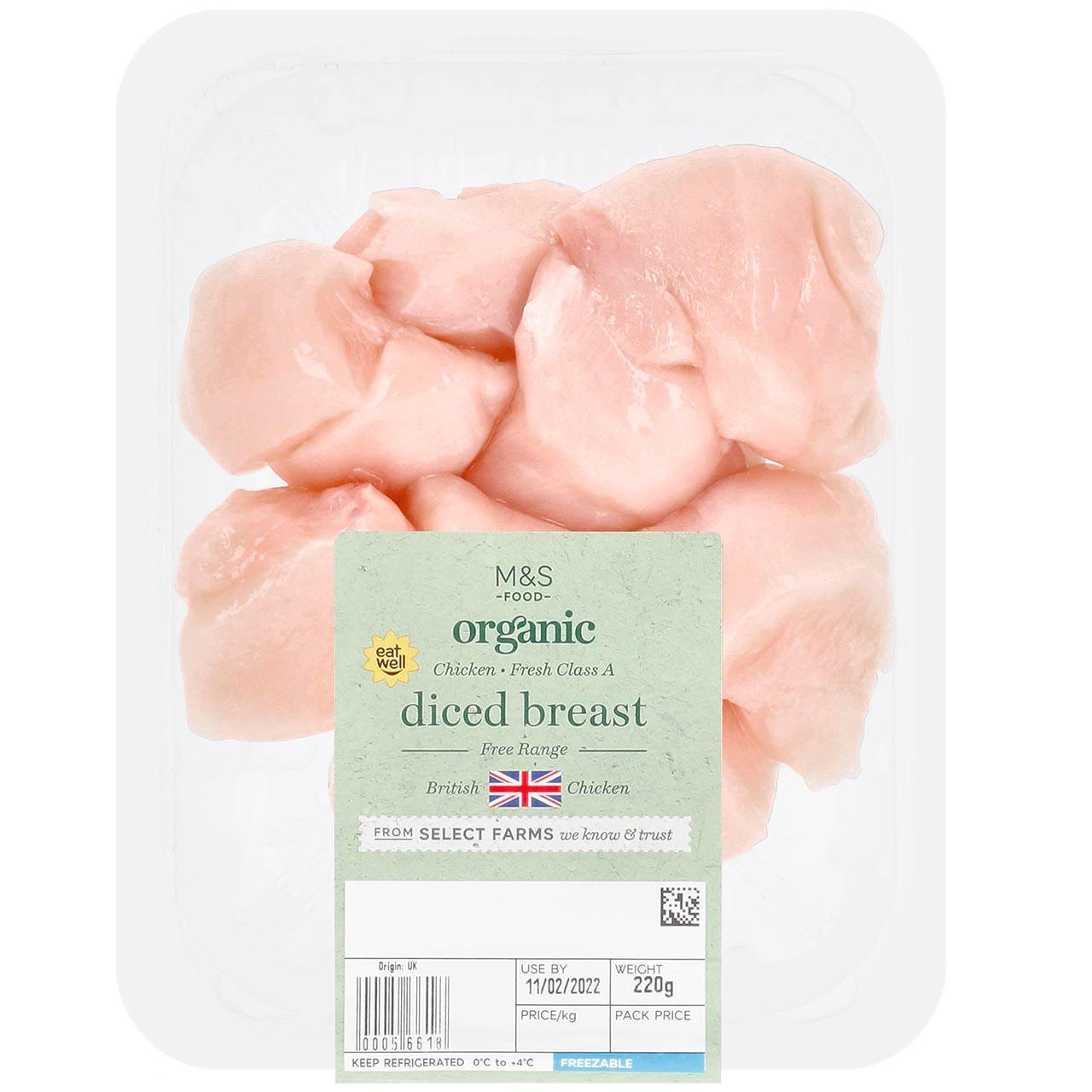 M&S Organic Free Range Diced Chicken Breast