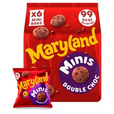 Maryland Minis Double Chocolate Chip Cookies Mini Bags Multipack, 6 Pack 118.8g