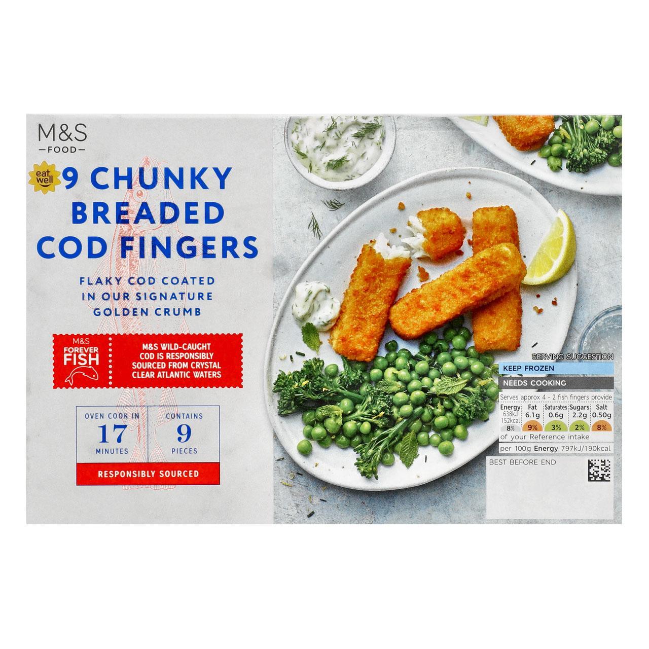 M&S 9 Chunky Cod Fish Fingers Frozen