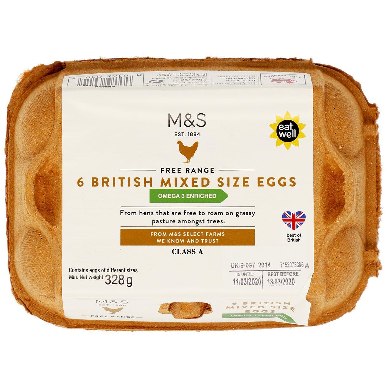 M&S Omega 3 Free Range Mixed Size Eggs