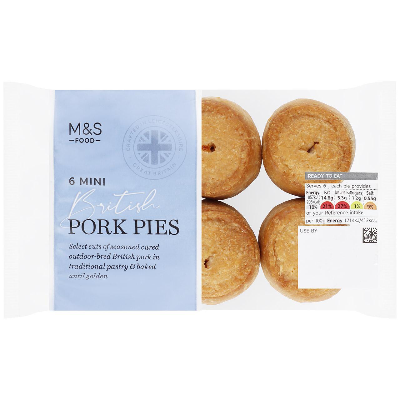 M&S 6 Mini British Cured Pork Pies