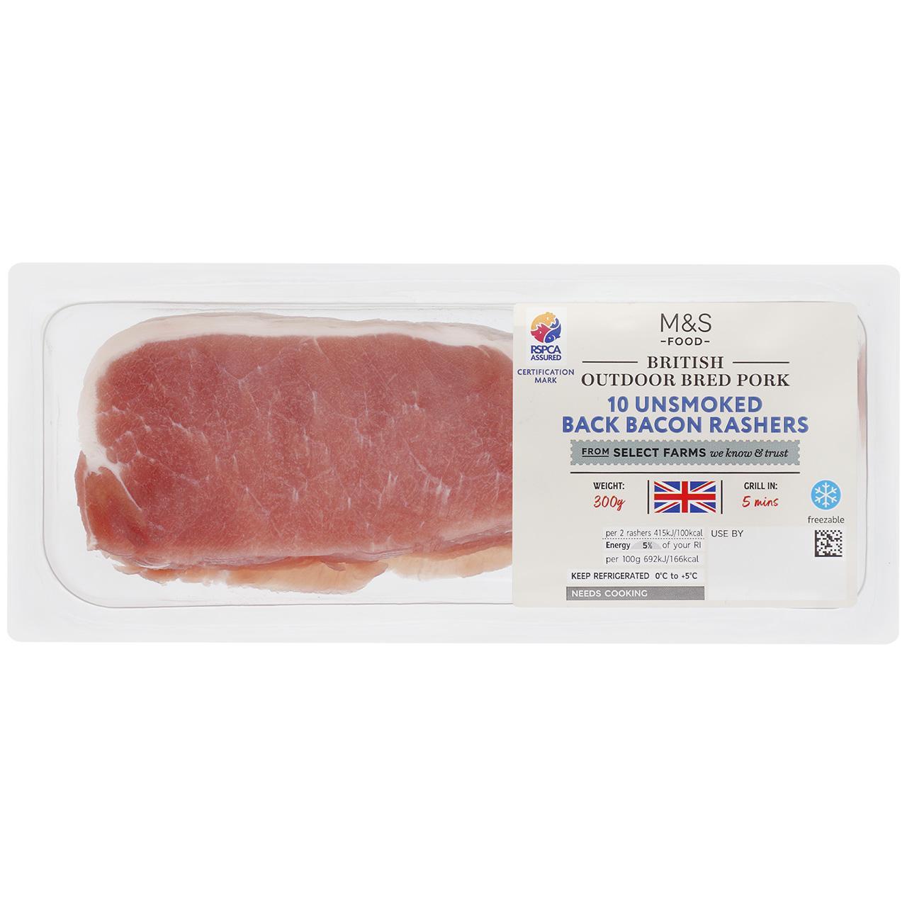 M&S Select Farms British 10 Unsmoked Back Bacon Rashers