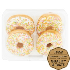 Tesco White Iced Ring Doughnuts 4 Pack