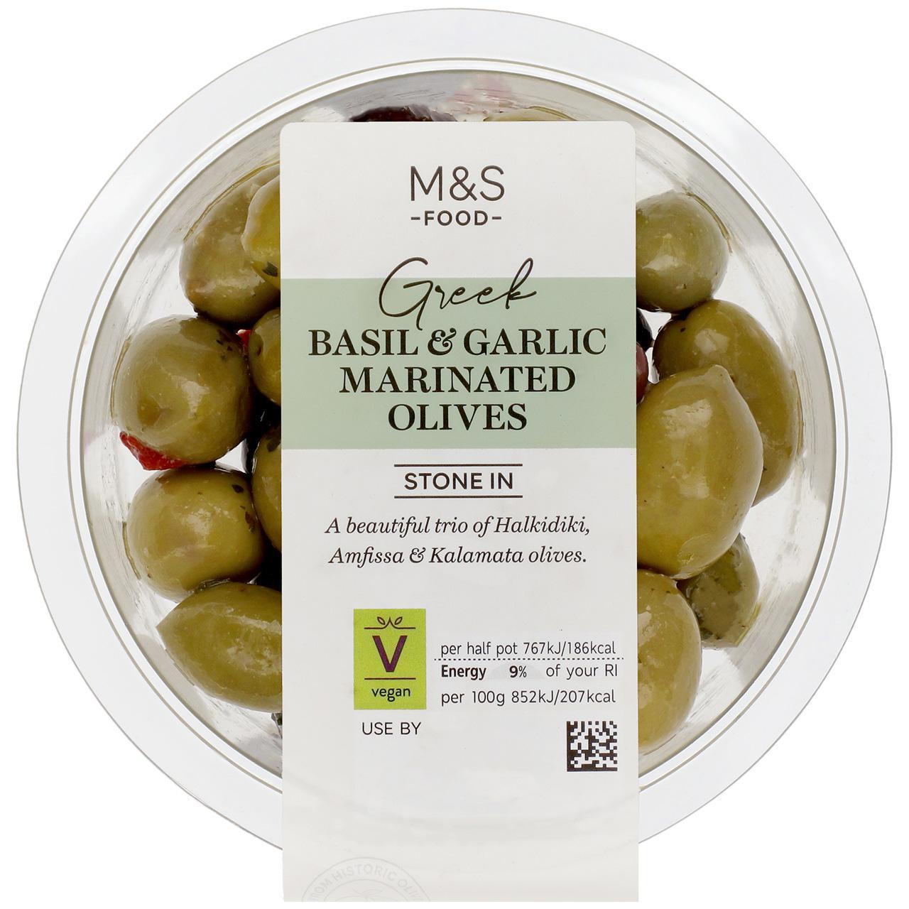 M&S Basil & Garlic Marinated Olive Selection