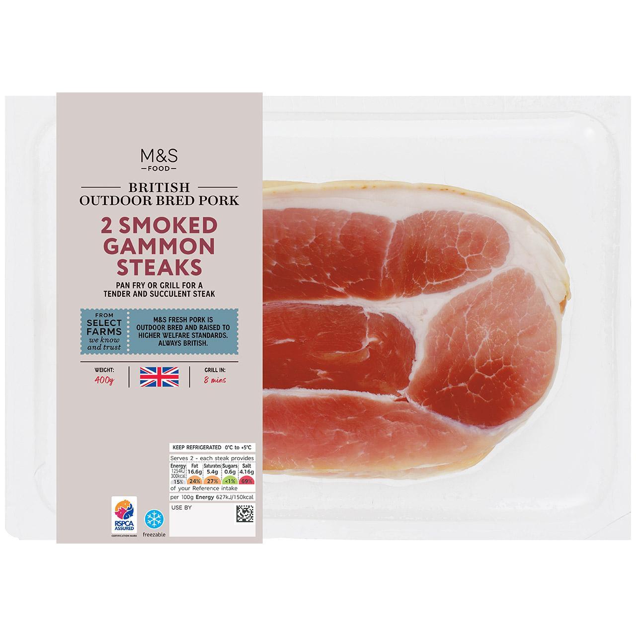 M&S 2 Heritage Gold British Outdoor Bred Smoked Gammon Steaks