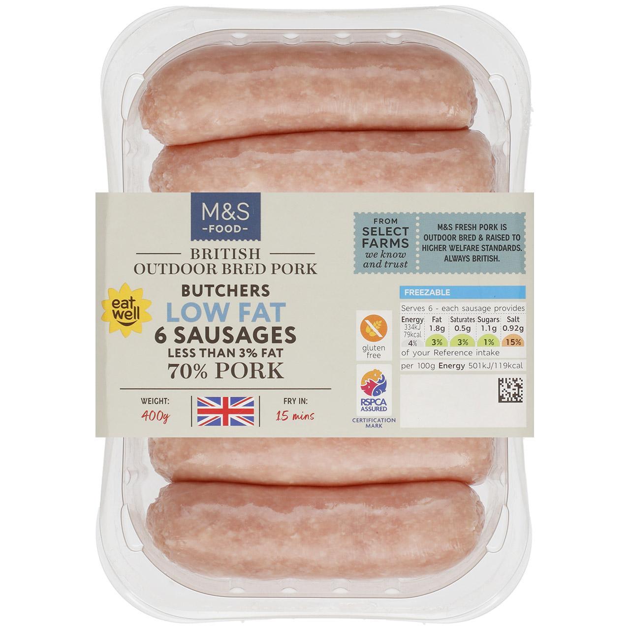 M&S Select Farms British 6 Pork Sausages Less than 3% Fat