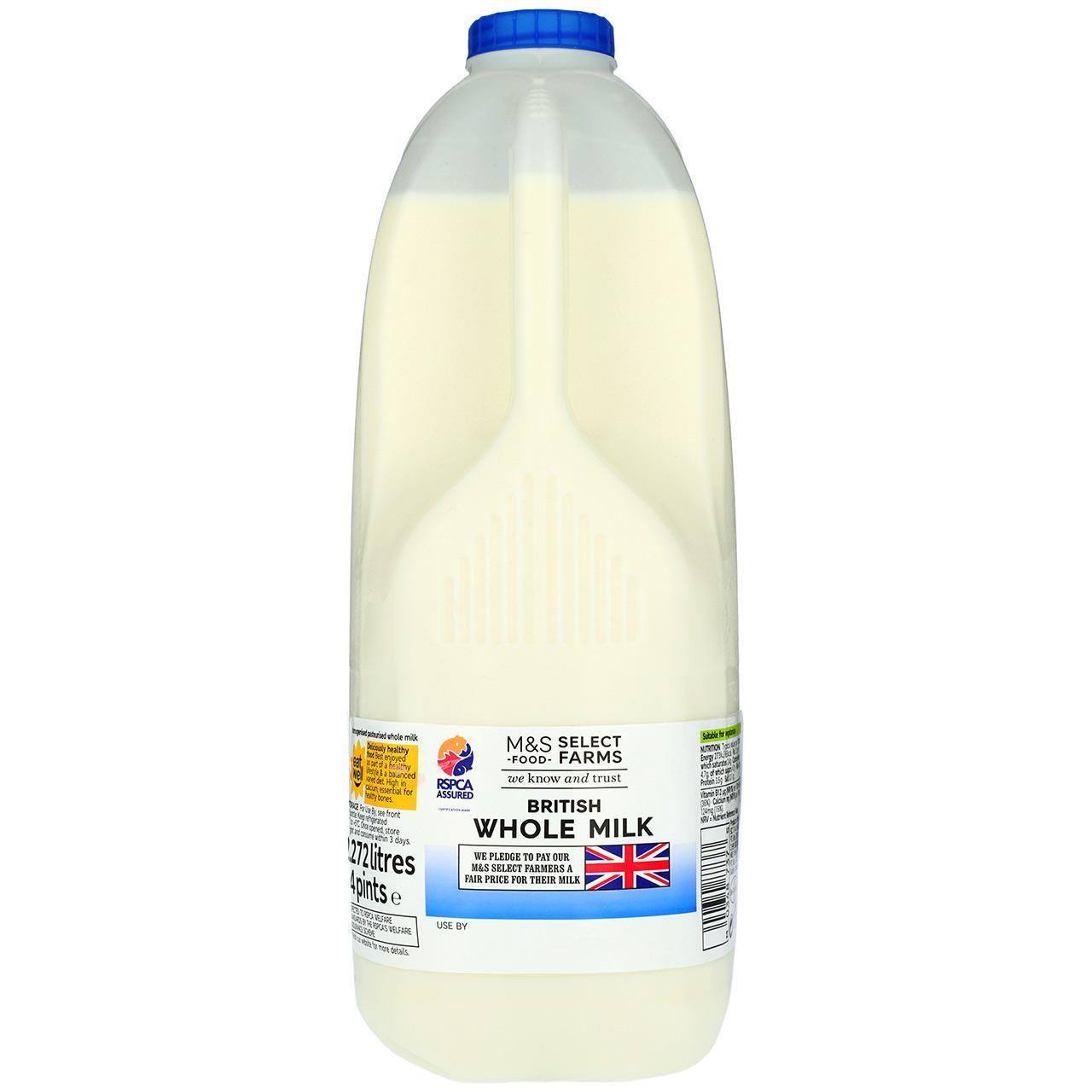 M&S Select Farms British Whole Milk 4 Pints