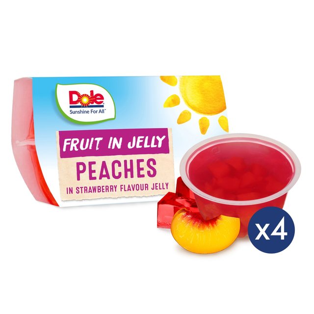 Dole Peach In Strawberry Jelly Fruits Snacks 4 x 113g