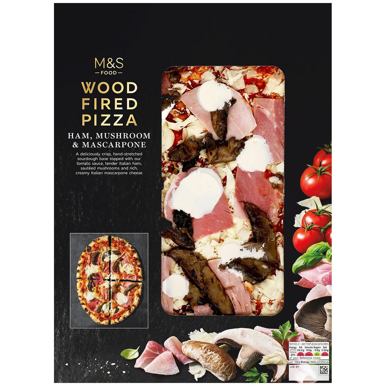 M&S Wood Fired Pizza with Italian Ham, Mushroom & Mascarpone