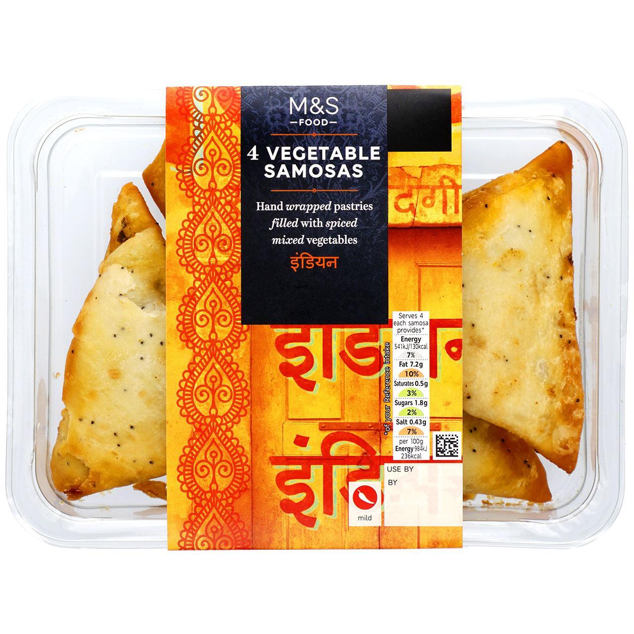 M&S 4 Hand Wrapped Vegetable Samosas