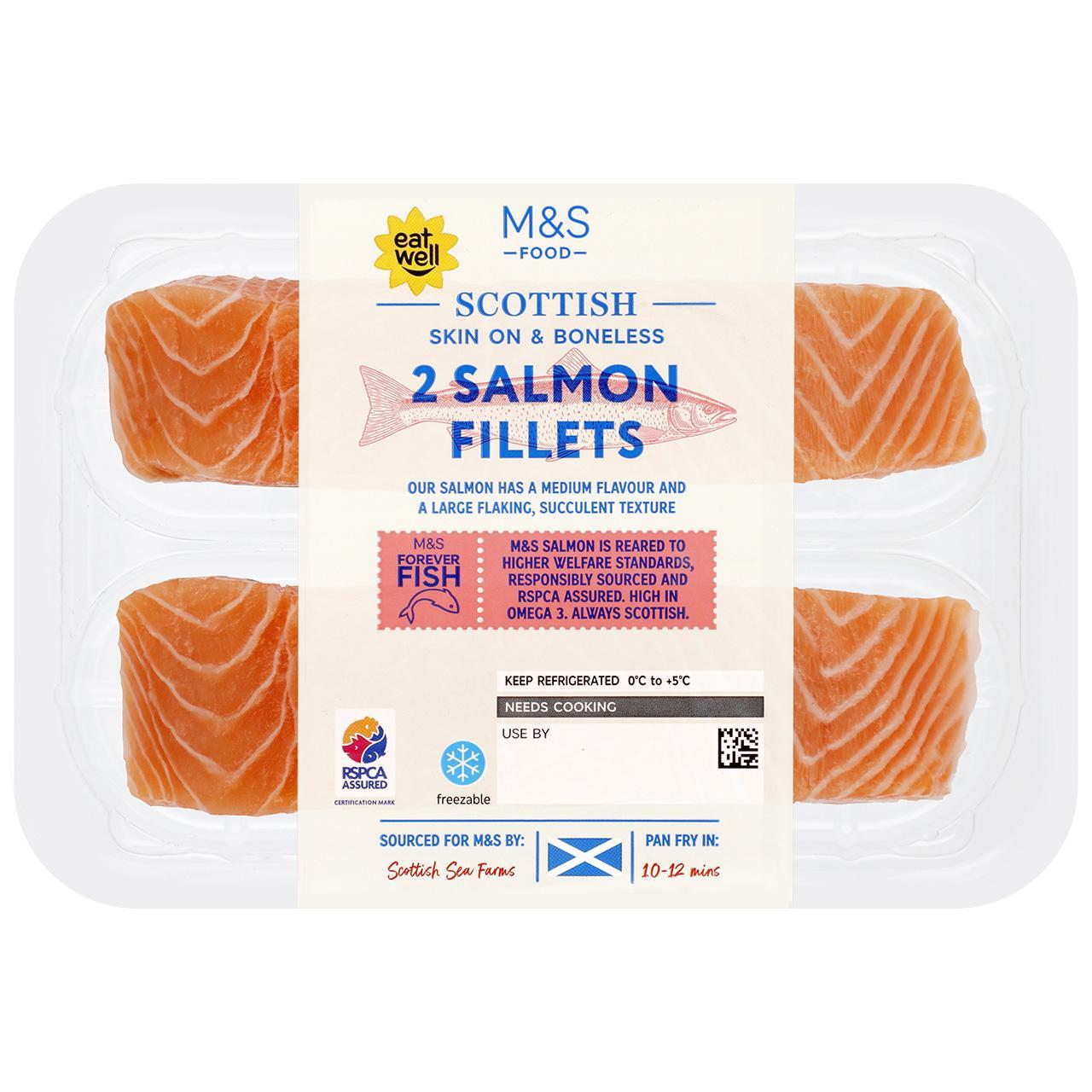 M&S Scottish 2 Salmon Fillets Skin On