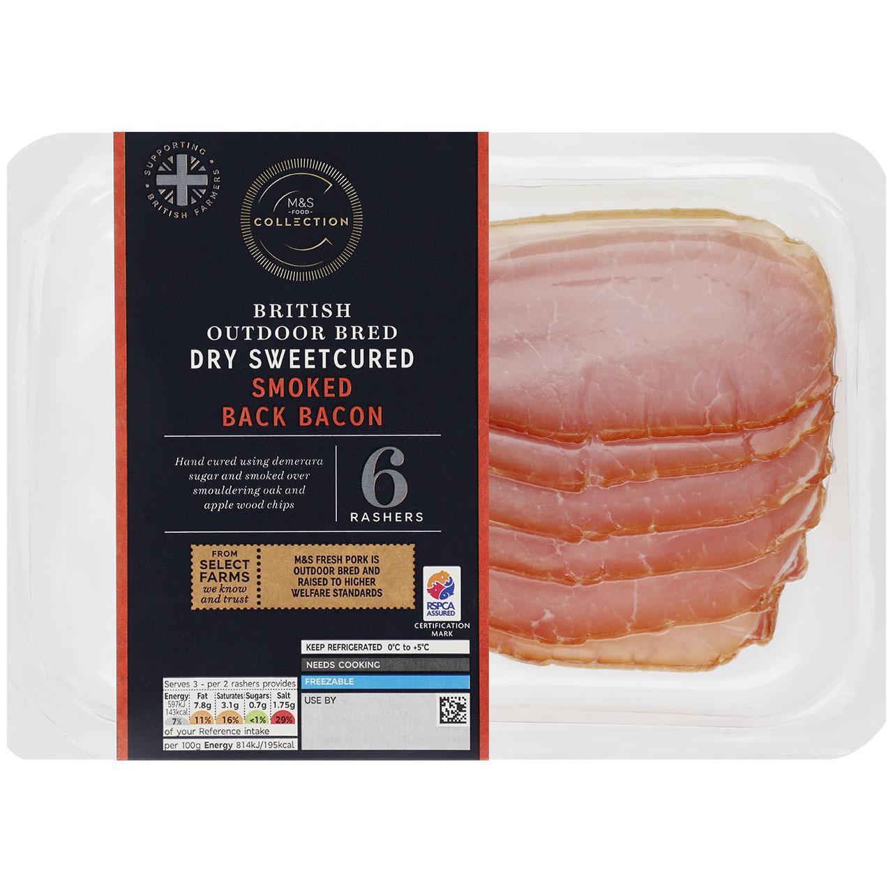 M&S Select Farms Outdoor Bred Dry Sweetcured Smoked Back Bacon