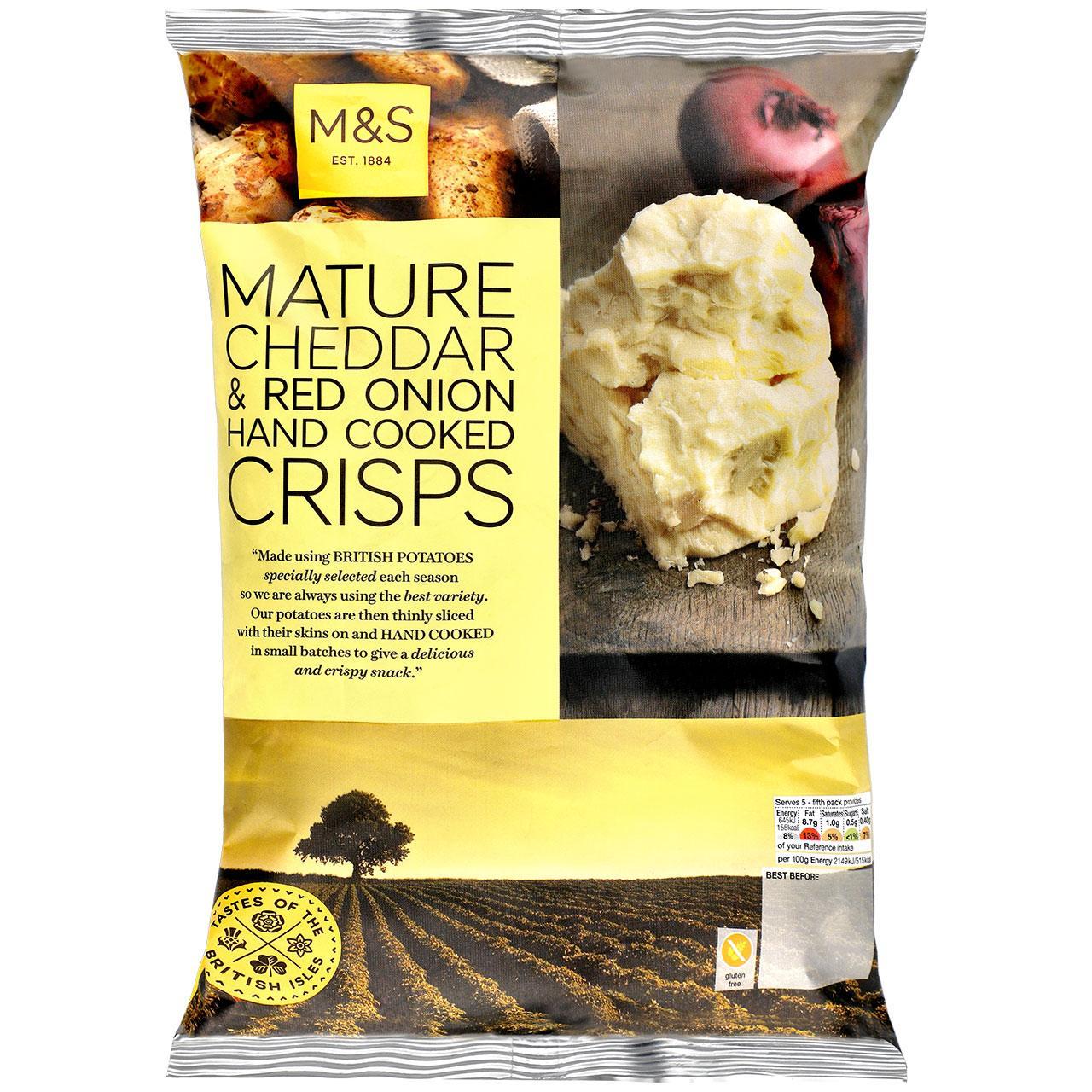 M&S Mature Cheddar & Spring Onion Hand Cooked Crisps