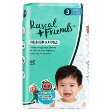 Rascal & Friends Premium Nappies Size 3 42 Pack