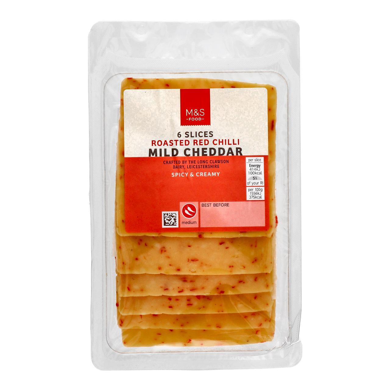 M&S Roasted Red Chilli Mild Cheddar 6 Slices