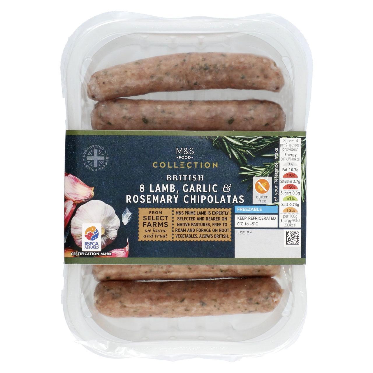 M&S Select Farms 8 Lamb Chipolatas with Rosemary & Garlic