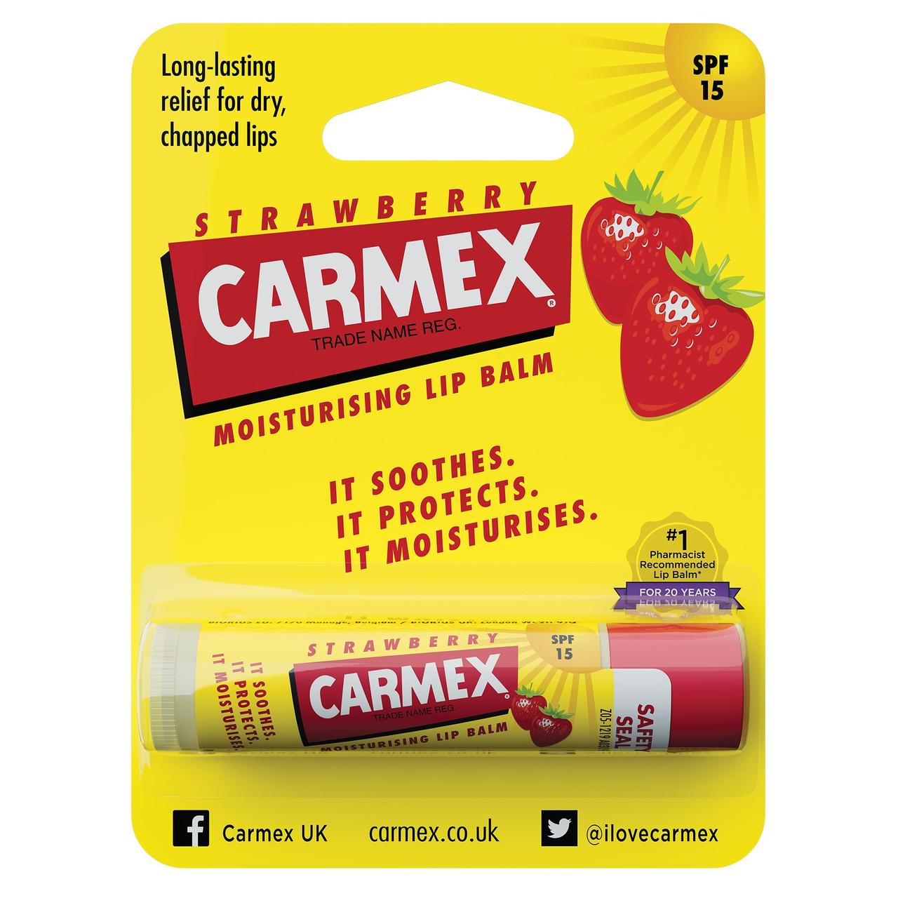 Carmex Strawberry Lip Balm Click Stick SPF15