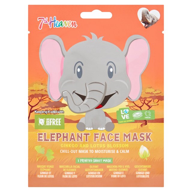 7Th Heaven Wild Animals Elephant Face Mask Ginkgo And Lotus Blossom 27g