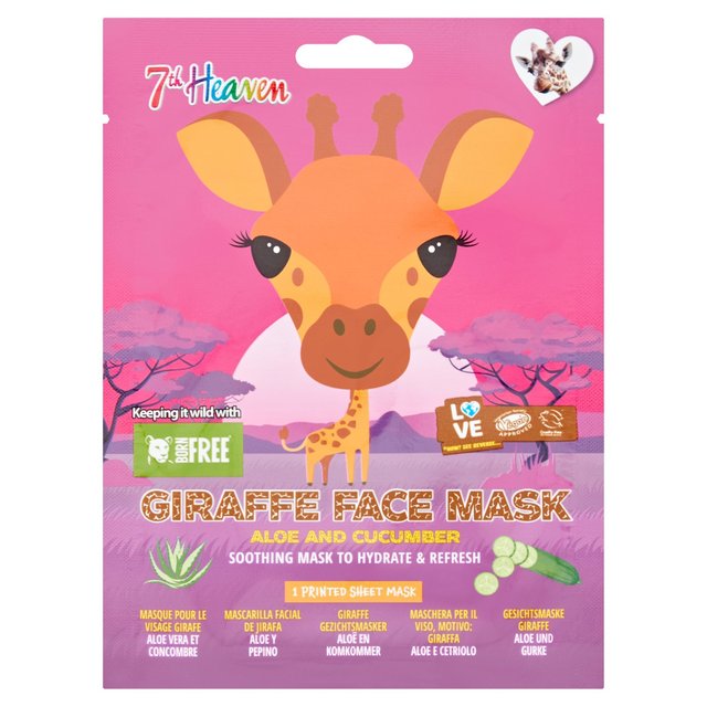 7Th Heaven Wild Animals Giraffe Face Mask Aloe And Cucumber 27g