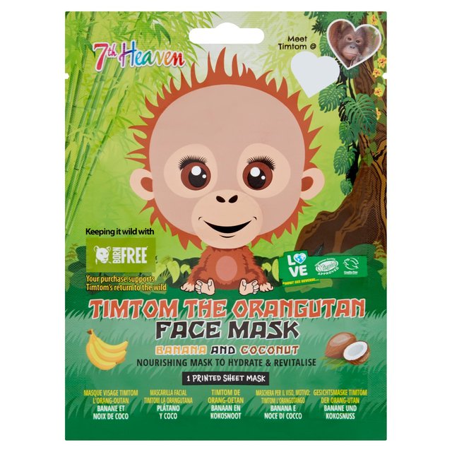 7Th Heaven Wild Animals Orangutan Face Mask Banana And Coconut 27g