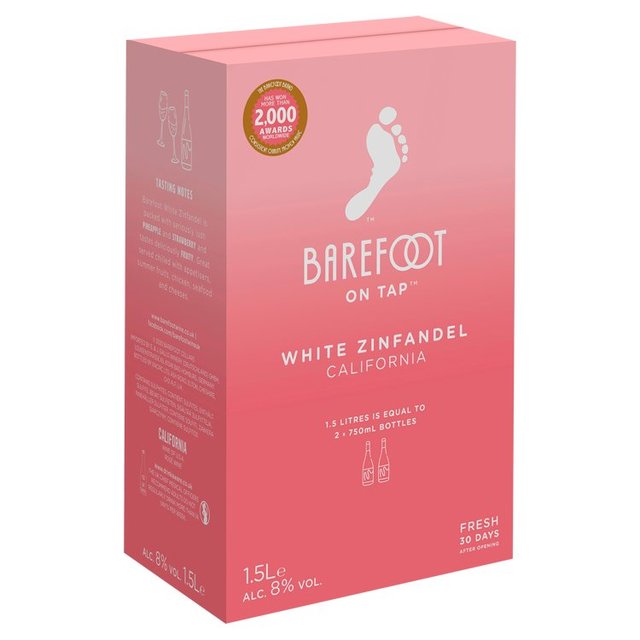 Barefoot On Tap White Zinfandel Rose Wine 1.5L