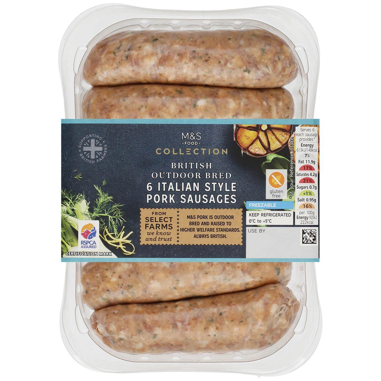 M&S Select Farms British 6 Italian Style Sausages