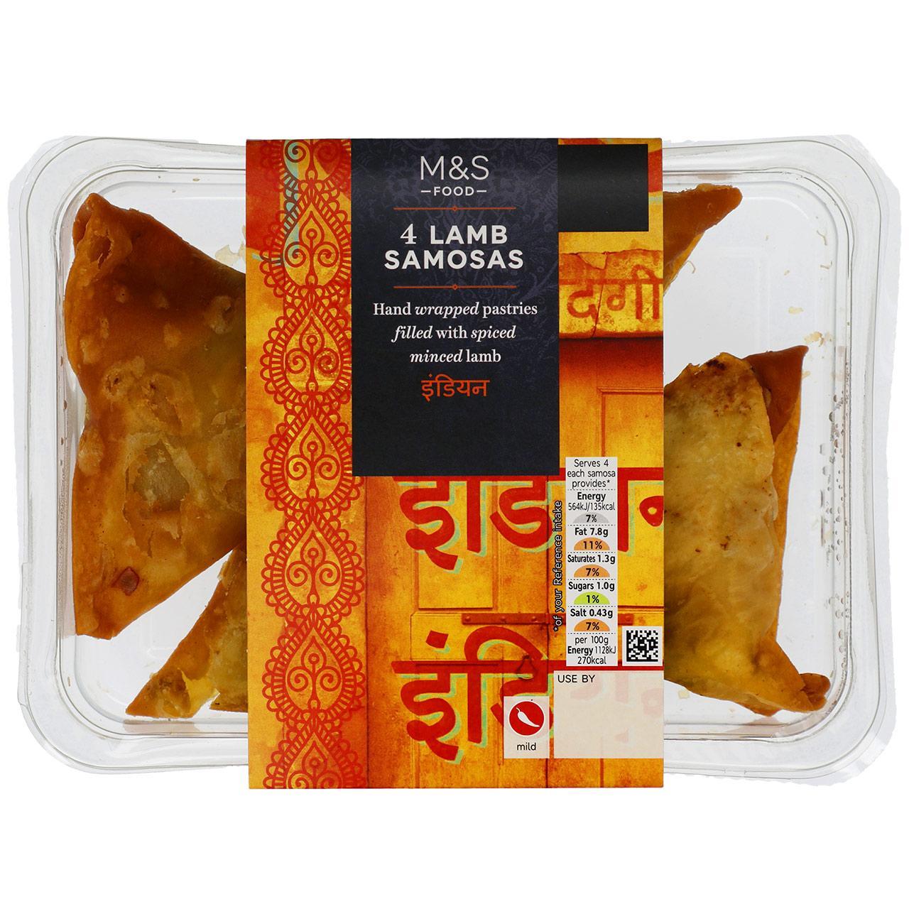 M&S 4 Hand Wrapped Lamb Samosas