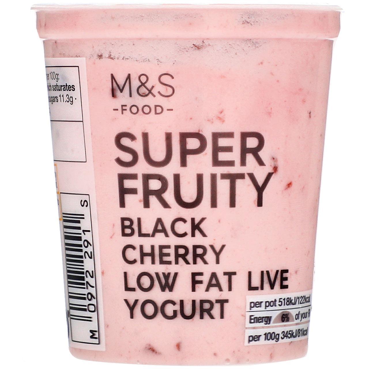 M&S Super Fruity Low Fat Black Cherry Live Yogurt