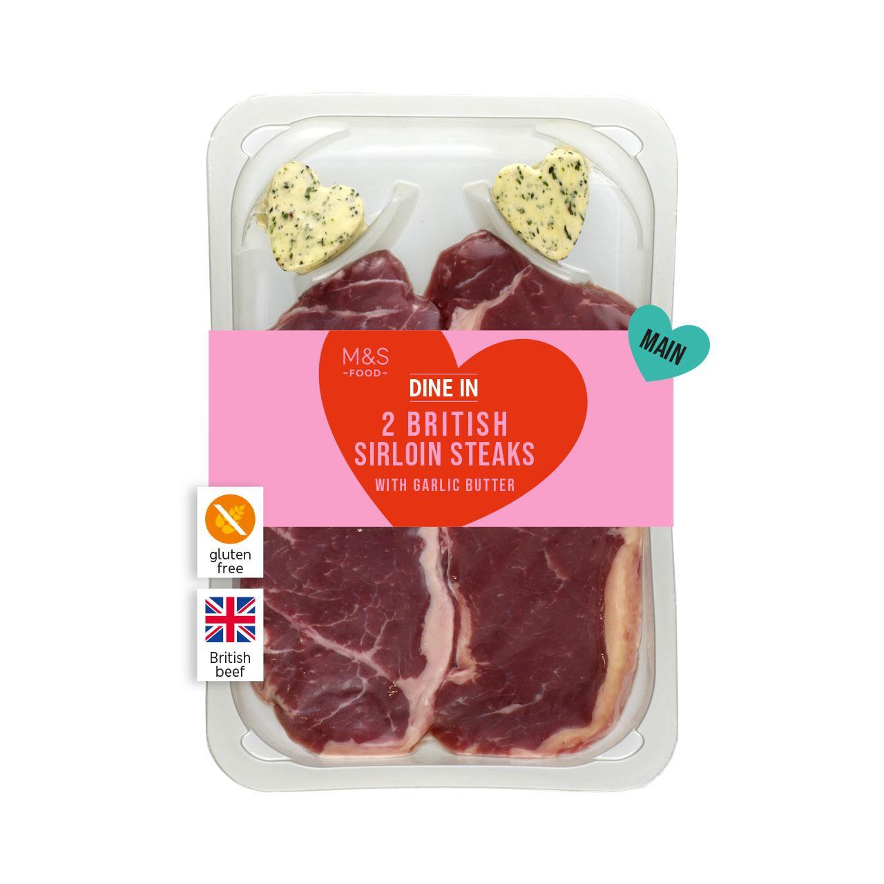 M&S 2 Sirloin Steaks with Garlic Butter