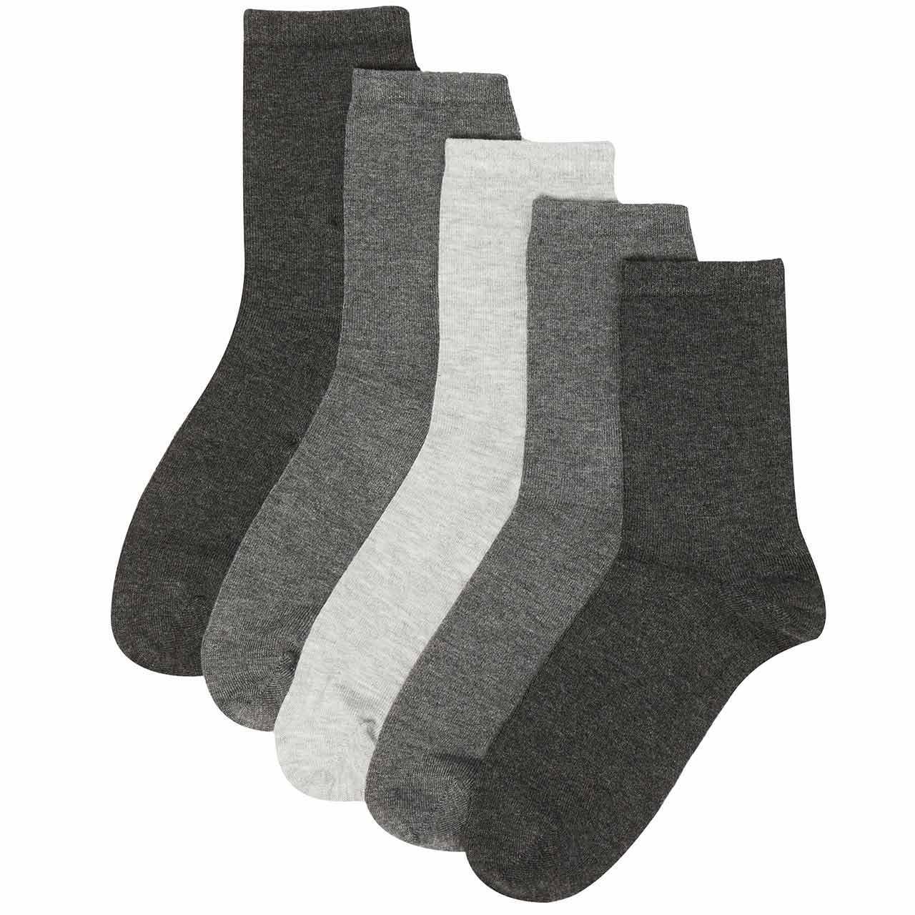 M&S Women's 5 Pack Sumptuously Soft Ankle Socks, Size 3-5, Grey Marl