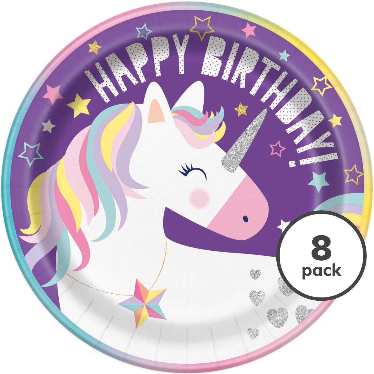 Magic Unicorn 23cm Recyclable Paper Plates 8 per pack