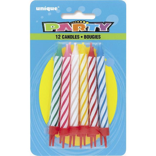 Striped Birthday Candles In Holders