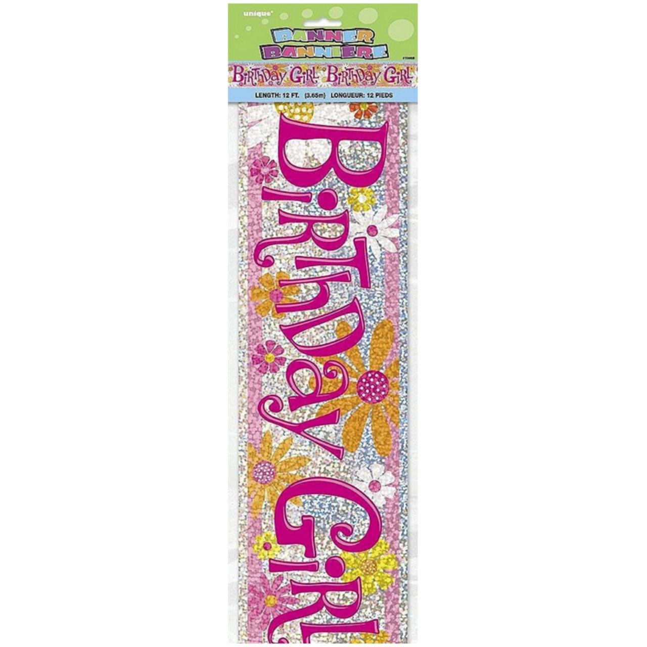 Pink Birthday Girl Foil Party Banner 