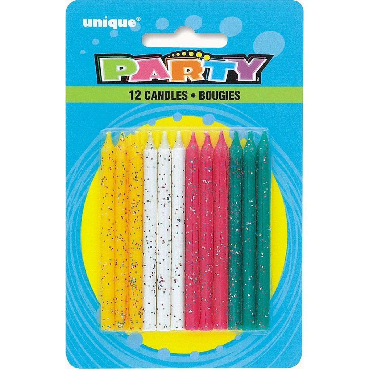 Glitter Birthday Candles 12 per pack