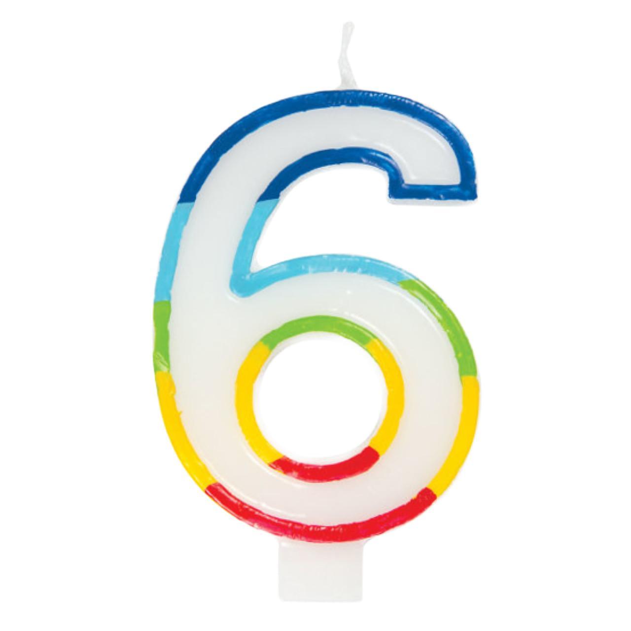 Number 6 Rainbow Candle 6th Birthday 